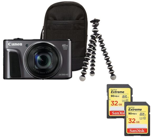 CANON PowerShot SX720 HS Superzoom Compact Camera, Memory Cards & Travel Kit Bundle
