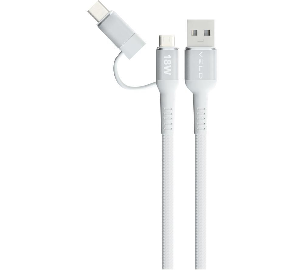 VELD VUCM1 Super-Fast USB to Micro USB & USB Type-C Cable - 1 m