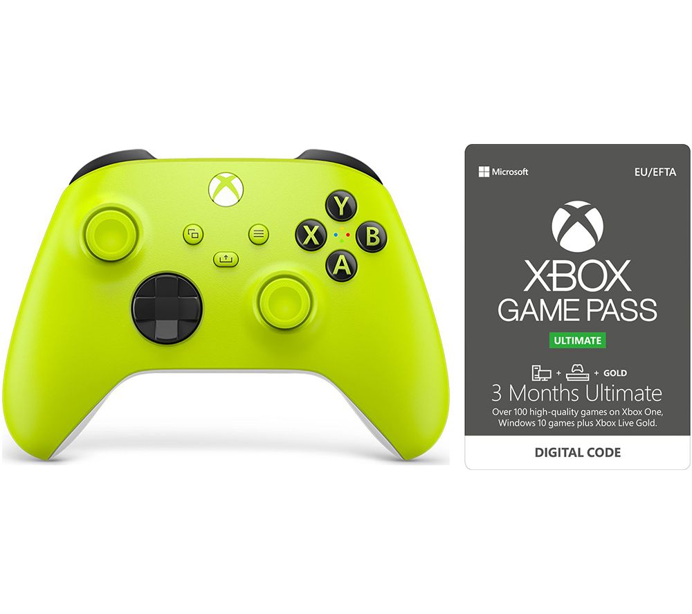 Wireless Controller & 3 Month Game Pass Ultimate Bundle - Electric Volt