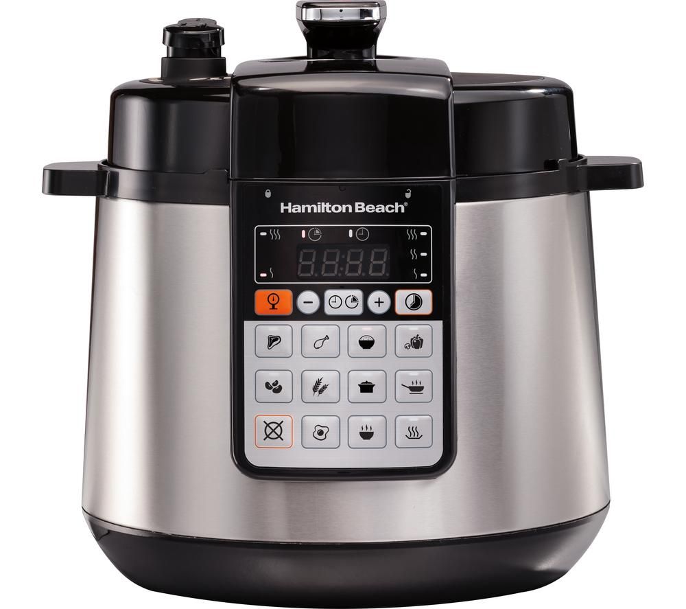 HAMILTON BEACH 34502-SAU Multi-Function Pressure Cooker - Silver & Black
