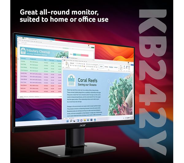 Acer 23.8 Full HD Computer Monitor. AMD FreeSync, 100Hz Refresh Rate (HDMI  & VGA) - KB242Y Ebi