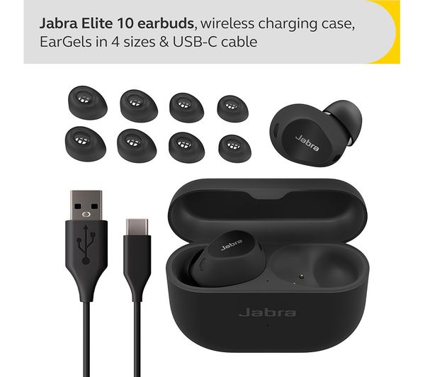JABRA Elite 10 Wireless Bluetooth Noise-Cancelling Earbuds - Gloss