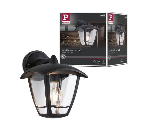 An image of PAULMANN Outdoor Classic Curved Wall Light with Motion Sensor - E27