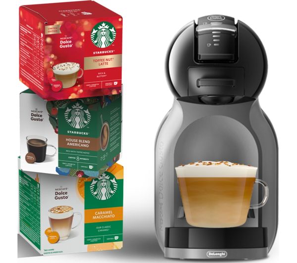 Dolce Gusto By Delonghi Mini Me Edg155sb Coffee Machine Starbucks Pods Starter Kit Black Arctic Grey