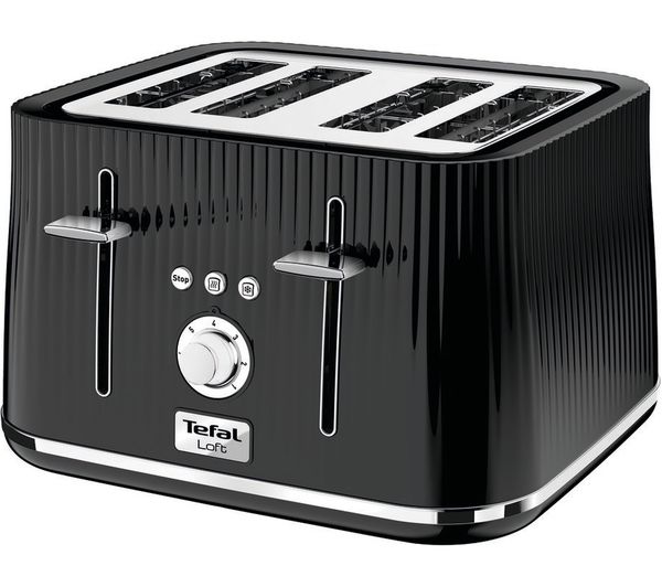 TEFAL Loft TT60840 4-Slice Toaster - Piano Black, Black
