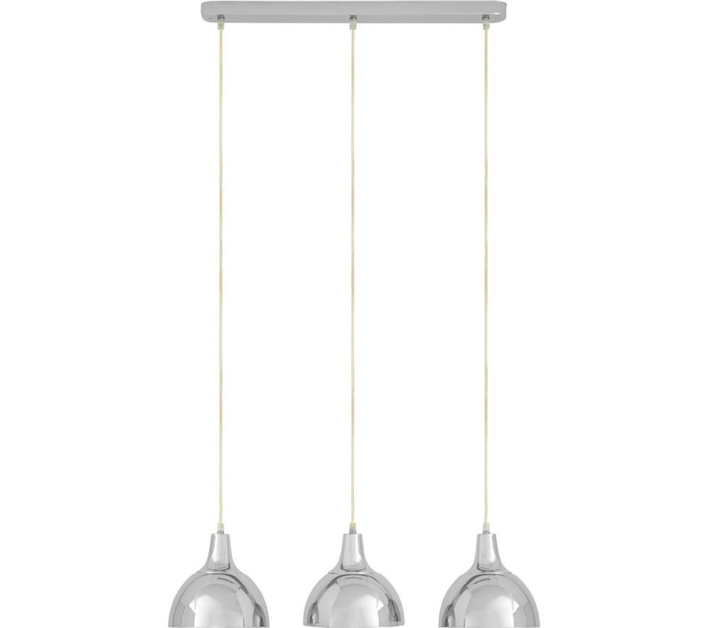 by Premier Jasper Horizontal 3 Pendant Ceiling Light - Chrome