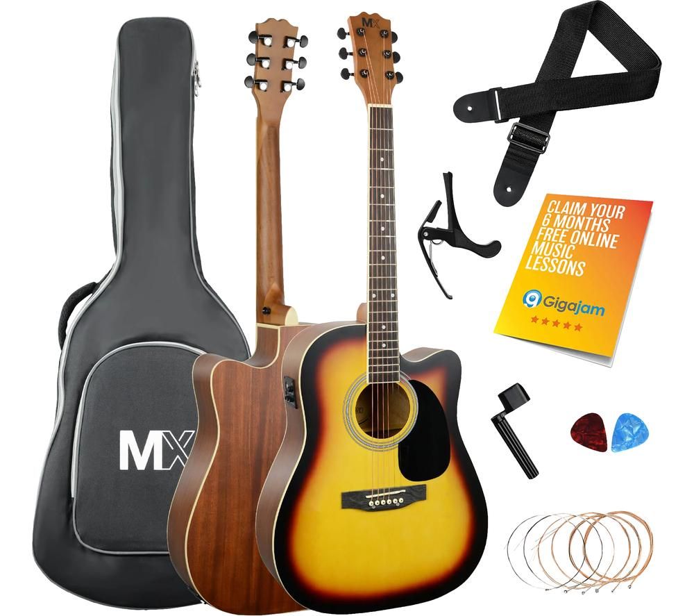 MX Cutaway Premium Electro-Acoustic Guitar Bundle - Sunburst