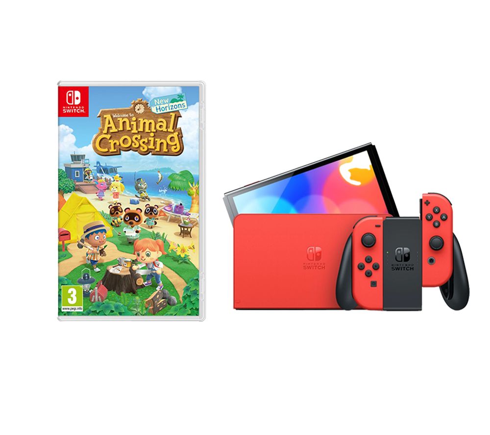 Switch OLED (Mario Red Edition) & Animal Crossing: New Horizons Bundle