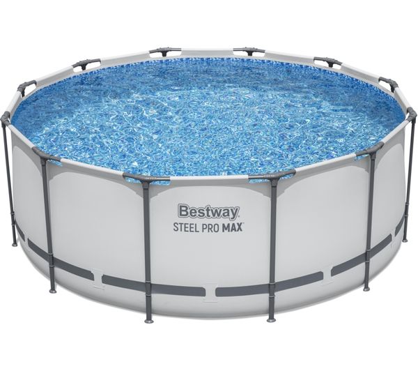 An image of BESTWAY 12ft x 48" Steel Pro Max BW56420GB-21 Round Swimming Pool - Grey
