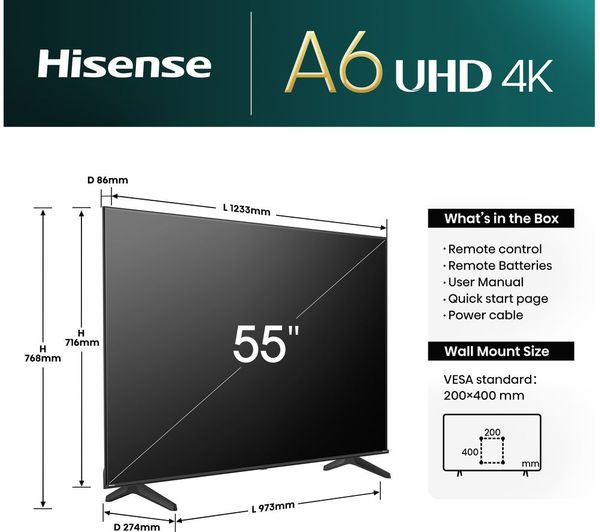 55A6NTUK - HISENSE 55A6NTUK 55