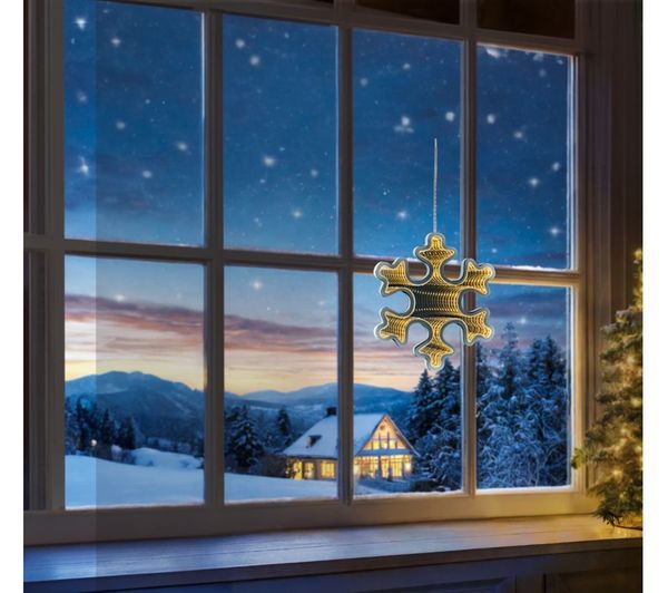 PREMIER Snowflake Hanging Infinity Mirror LED Light - 15 cm - - Currys ...