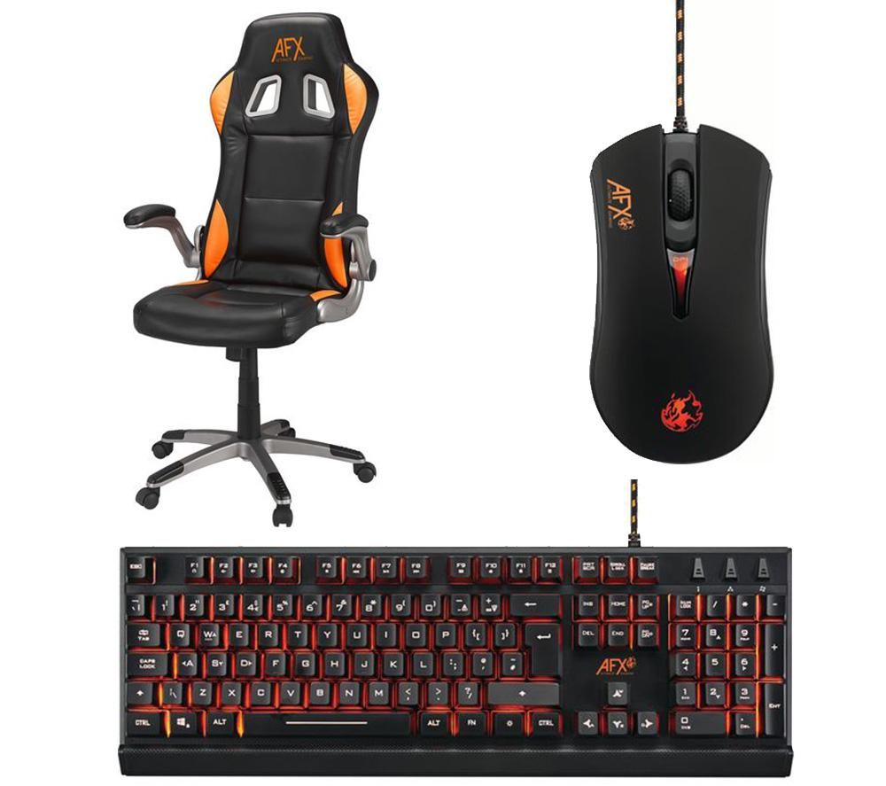 AFX Gaming Chair, Mouse & Keyboard Gaming Bundle, Black