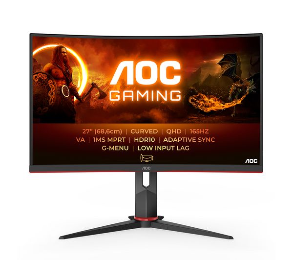 Aoc Cq27g2s Bk Quad Hd 27 Curved Va Lcd Gaming Monitor Black