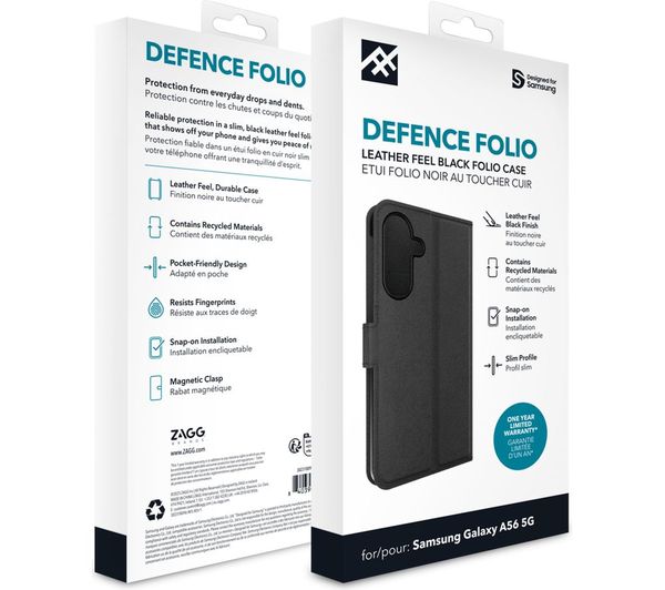 ZAGG Defence Galaxy A56 Folio Case - Black