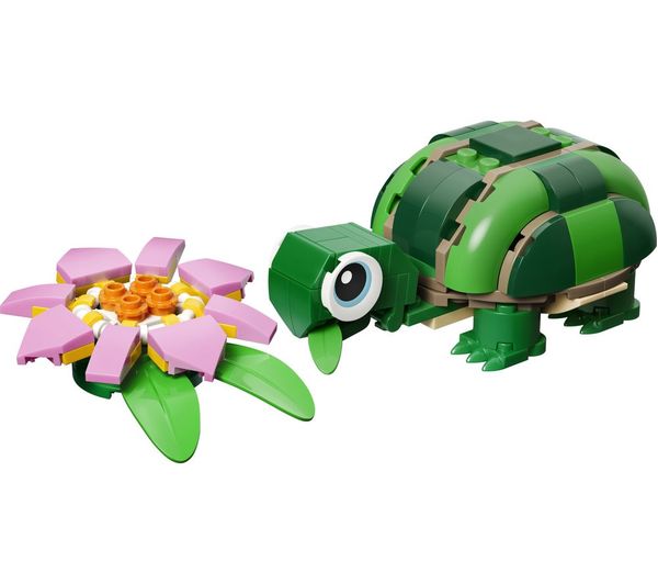 An image of LEGO Creator 31377 3-in-1 Turtle with a Water Lily Flower Set