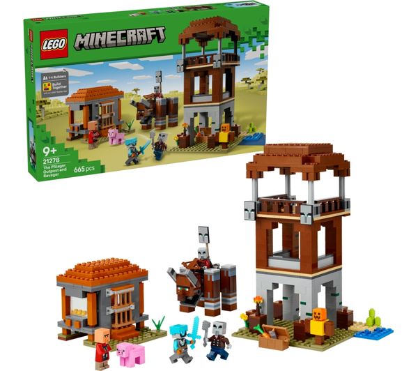 An image of LEGO Minecraft 21278 The Pillager Outpost and Ravager Set
