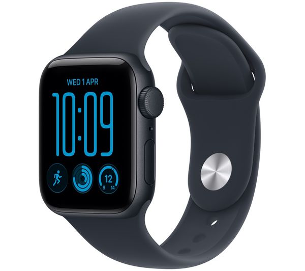 An image of APPLE Watch SE 3 - 40 mm Midnight Aluminium Case with Navy Blue Sport Band, M/L
