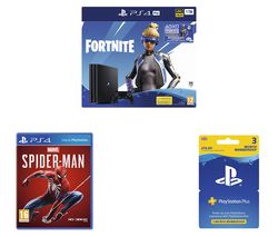 SONY PlayStation 4 Pro with Fortnite Neo Versa, Spider-Man & PlayStation Plus Bundle