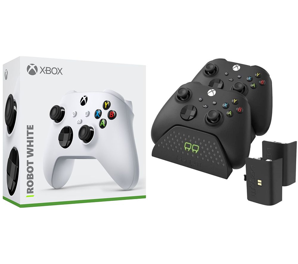 Xbox Wireless Controller & Venom Xbox Series X/S Twin Docking Station Bundle - Robot White