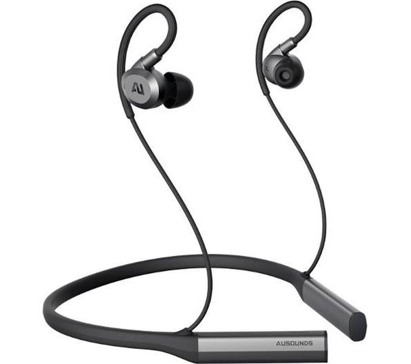 An image of AUSOUNDS AU-Flex Wireless Bluetooth Noise-Cancelling Earphones - Black & Silver