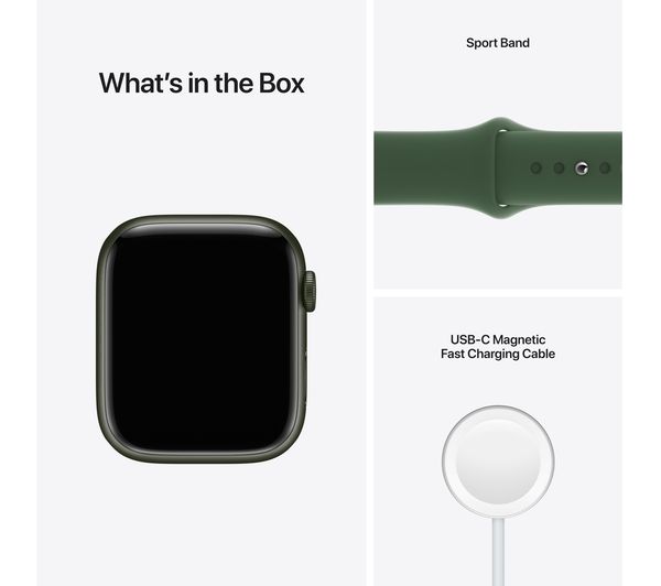 Buy APPLE Watch Series 7 - Green Aluminium with Clover Sports Band, 45 mm | Free Delivery | Currys