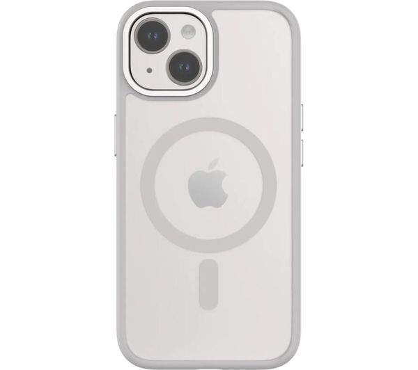 An image of QDOS HYBRID SOFT + SNAP MagSafe iPhone 15 Case - Clear & Grey