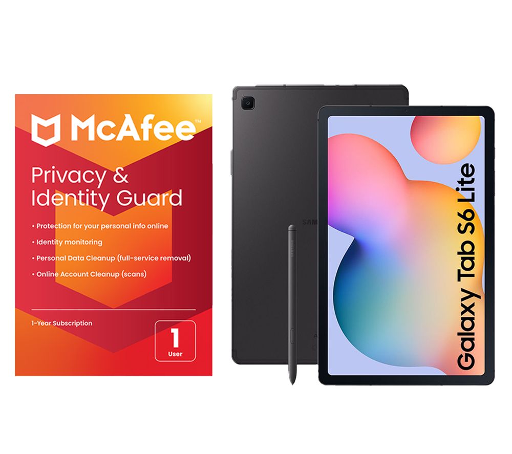 Galaxy Tab S6 Lite (2024) 10.4” Tablet & Privacy & Identity Guard (1 year for 1 user) Bundle - 64 GB, Grey