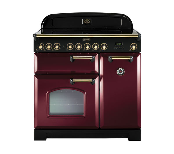 Rangemaster Classic Deluxe 90 Electric Induction Range Cooker - Cranberry & Brass, Cranberry