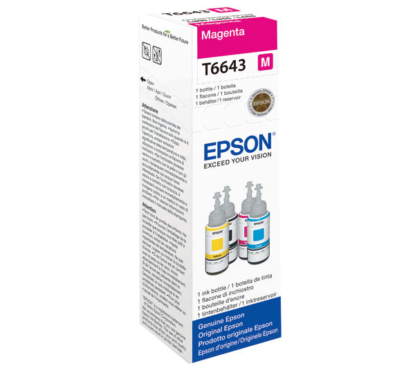 EPSON T6643 Magenta Ecotank Ink Bottle - 70 ml, Magenta