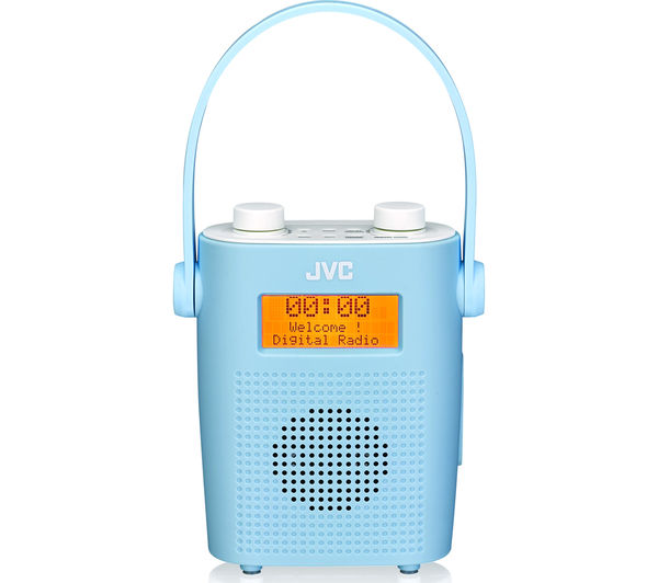  JVC RAD11A Portable DAB/FM Bathroom Clock Radio Blue Currys