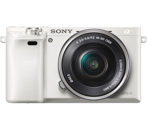 SONY a6000 Mirrorless Camera with 16-50 mm f/3.5-5.6 Lens - White, White