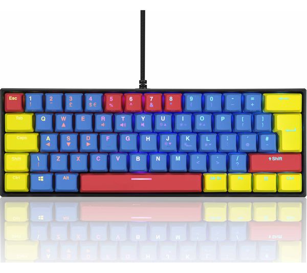 Image of ADX Firefight 60% Mechanical Gaming Keyboard - Blue, Red & Yellow