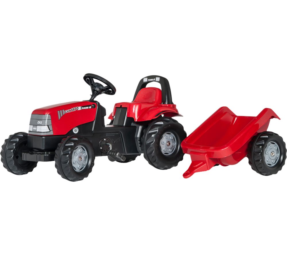 rollyKid Case 1170 CVX Tractor & Trailer Kids' Ride-On Toy - Black & Red