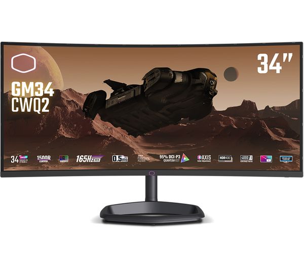 Cooler Master Gm34 Cwq2 Wide Quad Hd 34 Curved Quantum Dot Gaming Monitor Black