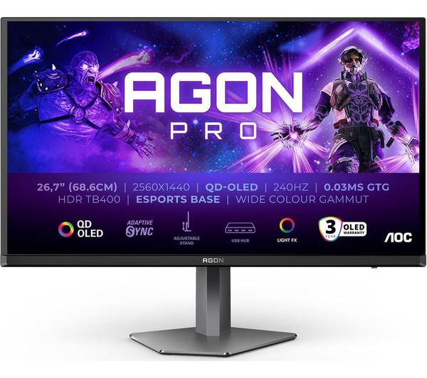Aoc Agon Pro Ag276qzd2 Quad Hd 27 Quantum Dot Oled Gaming Monitor Black