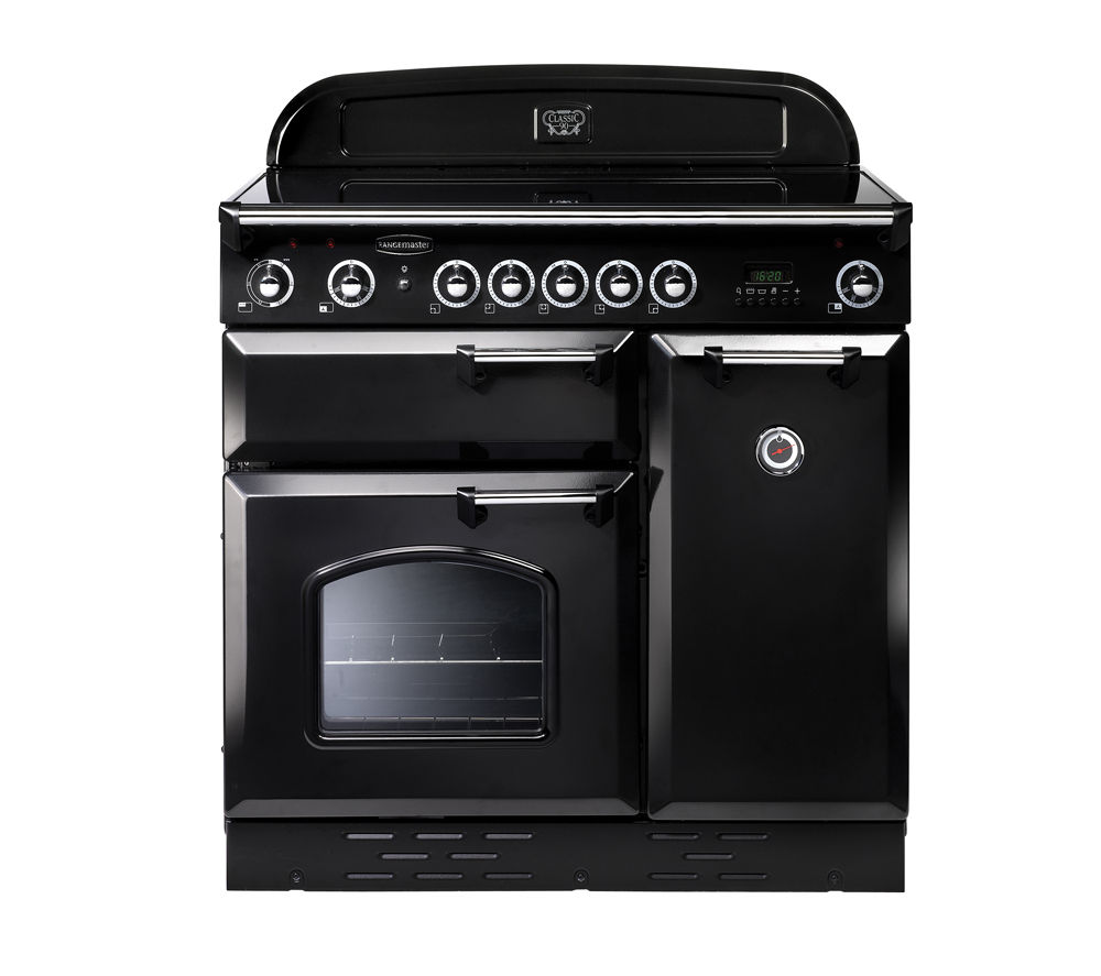 RANGEMASTER Classic 90E Electric Induction Range Cooker – Black, Black