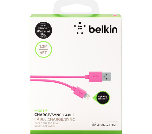 F8J023BT04PNK BELKIN F8J023bt04PNK Charge & Sync Lightning to USB