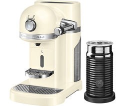 NESPRESSO by KitchenAid Artisan 5KES0504BAC Coffee Machine with Aeroccino 3 - Almond Cream