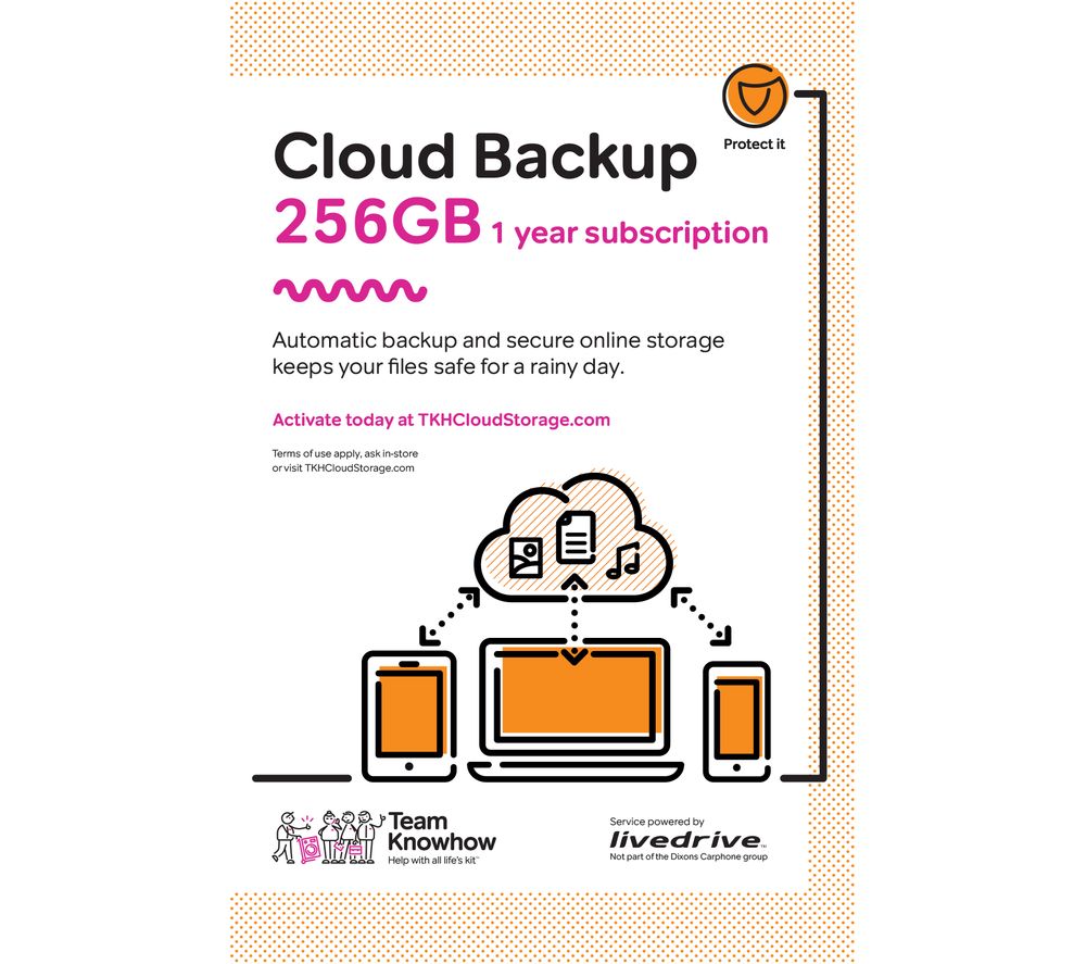KNOWHOW Cloud Backup for Tablets & Mobiles - 256 GB, 1 year
