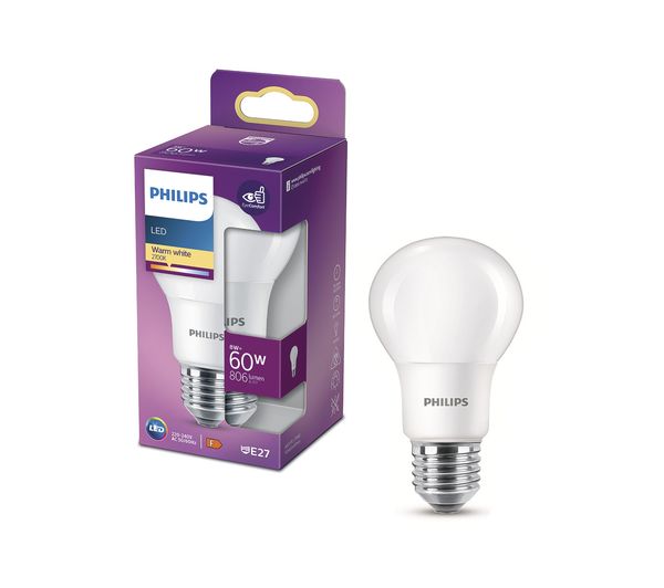 Image of PHILIPS Frosted LED Light Bulb - E27, Warm White