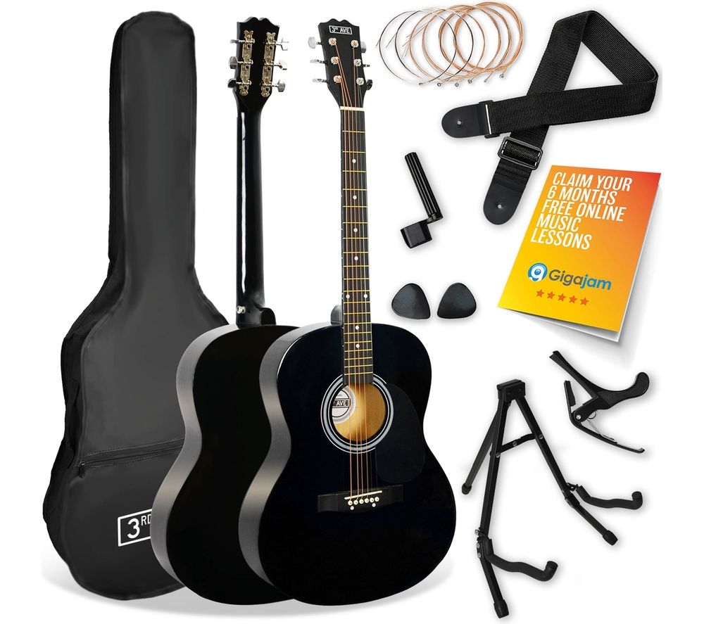 Full Size 4/4 Acoustic Guitar Ultimate Bundle - Black