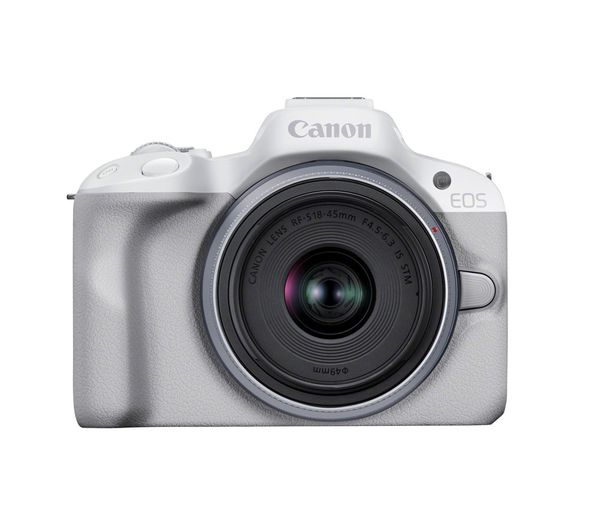 Image of CANON EOS R50 Mirrorless Camera with RF-S 18-45 mm f/4.5-6.3 IS STM Lens - White