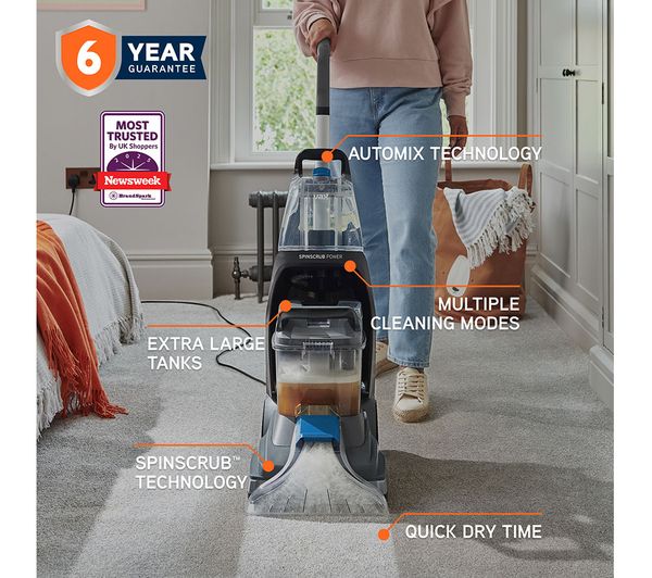VAX SpinScrub Power Upright Carpet Cleaner - Grey & Tiger Blue - 1