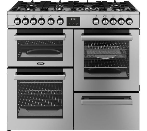 Image of BELLING Cookcentre 100DF Dual Fuel Range Cooker - Stainless Steel & Chrome