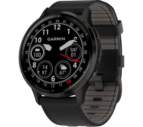 Garmin Venu 3 Slate With Black Leather Band