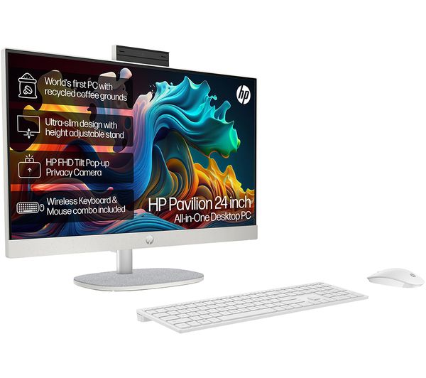 Pavilion 24-cr0037na 23.8" All-in-One Refurbished PC - AMD Ryzen 7, 1 TB SSD, White (Very Good Condition)