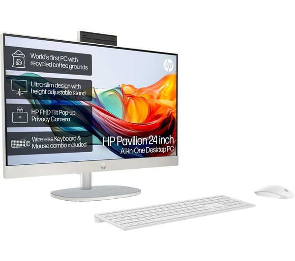 HP Pavilion 24-cr0065na 23.8" All-in-One PC - AMD Ryzen 7, 1 TB SSD, White