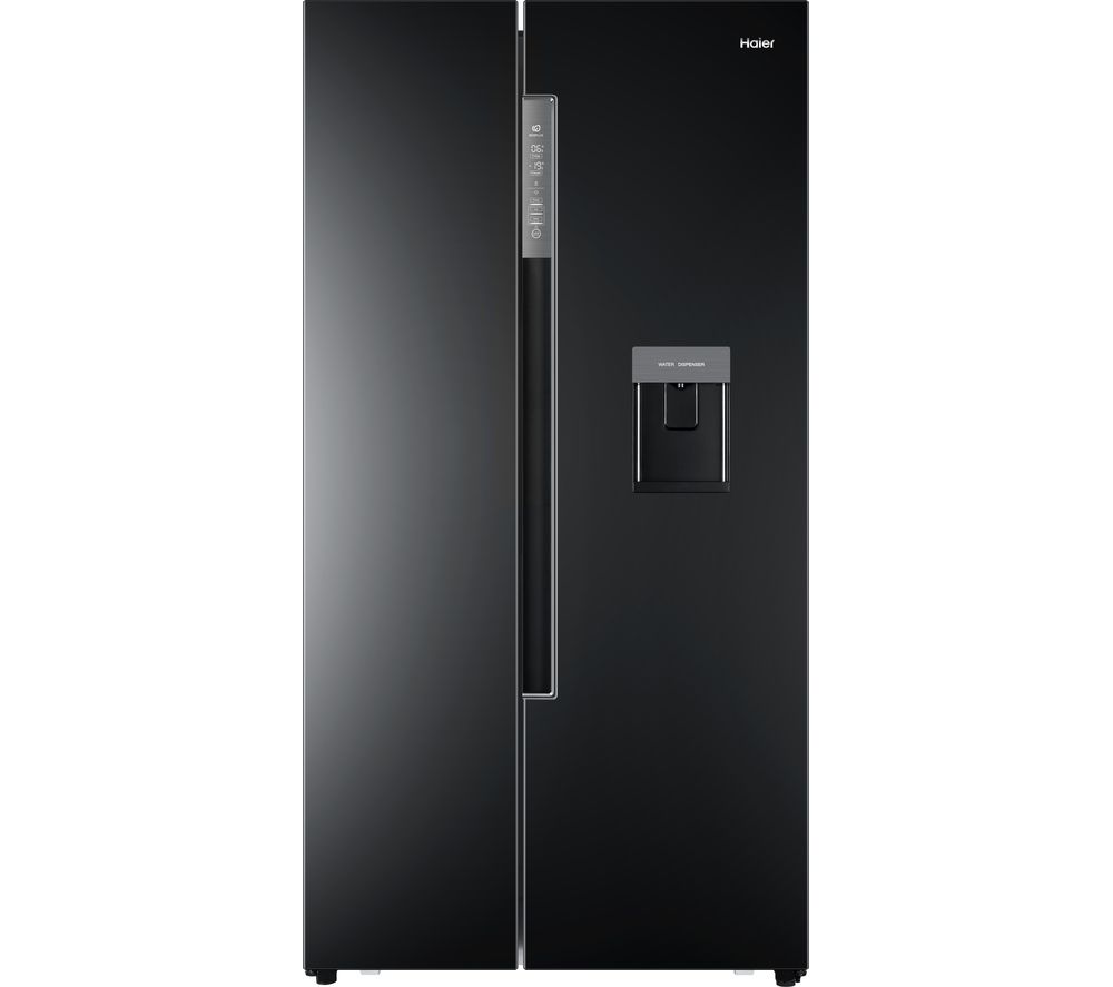 HAIER HRF-522IB6 American-Style Fridge Freezer – Black, Black