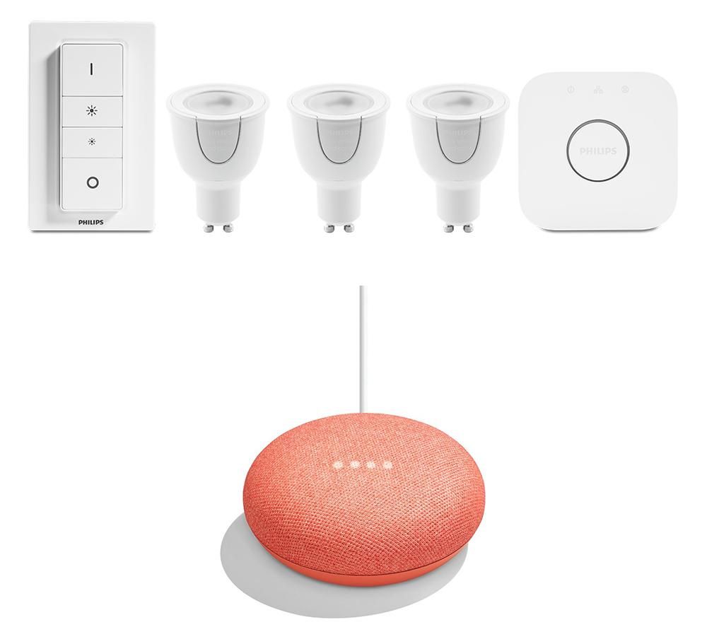 PHILIPS Hue A60 White & Colour Ambience B22 Starter Kit & Google Home Mini Bundle review