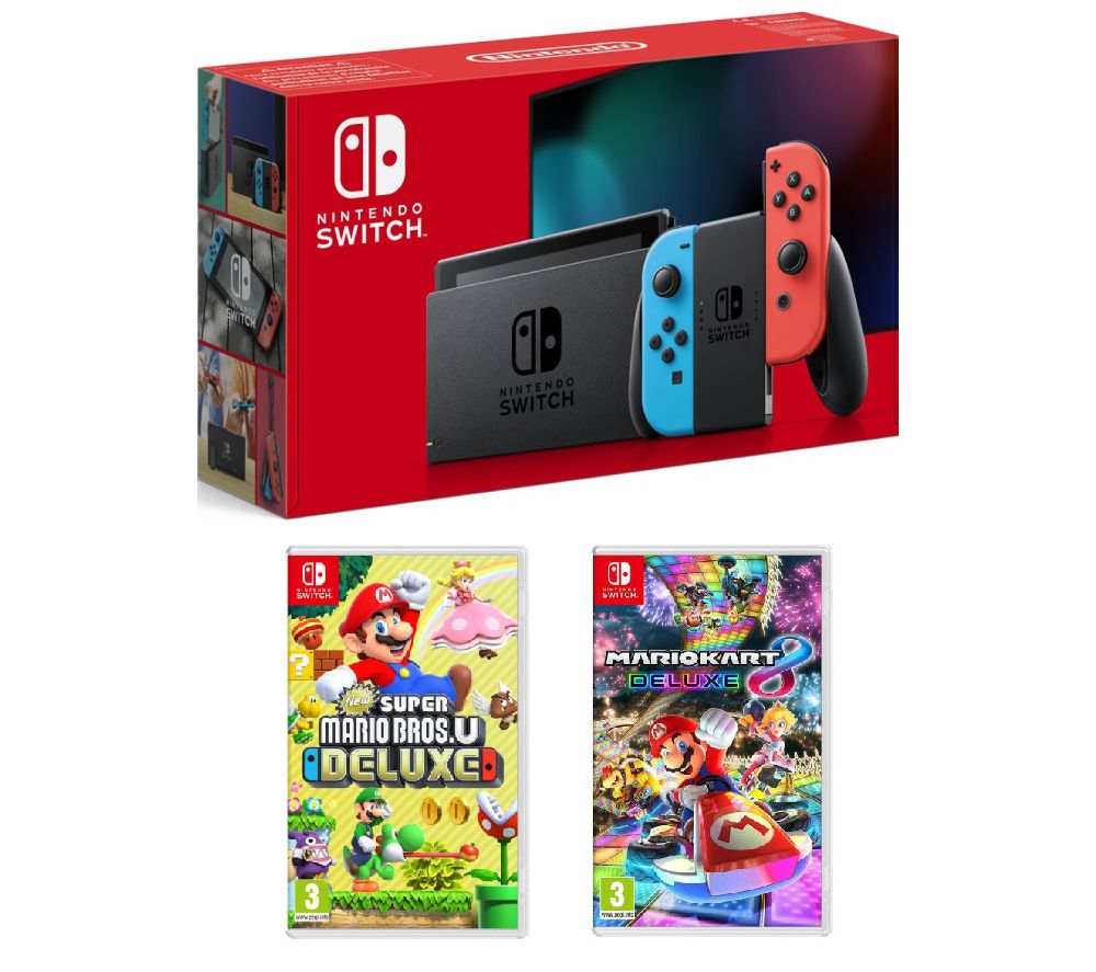 Buy NINTENDO Switch Neon Red & Blue, New Super Mario Bros. U Deluxe ...